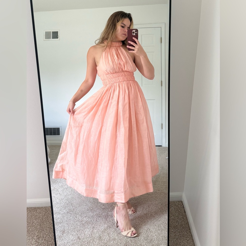 Zimmermann Peach Halter Midi Dress